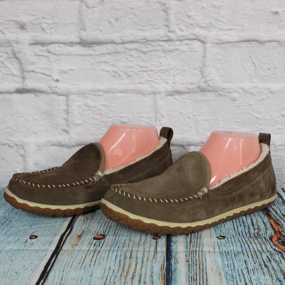 LL Bean Dark Cement Moccasin Mountain Suede Slippers Size 8 M - Picture 2 of 10